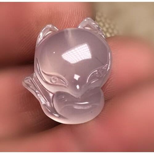 Natural jades agate chalcedony white pendant fox jade necklace lucky gift + FREE rope chain