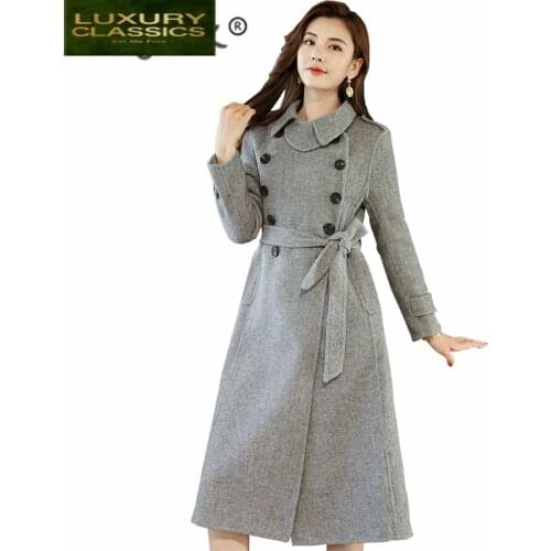 New 100% Wool 2021 Coat Women Fashion Autumn Winter Cashmere Coat Female Jackets+belt Slim Overcoat Casaco Feminino Hiver LW1130
