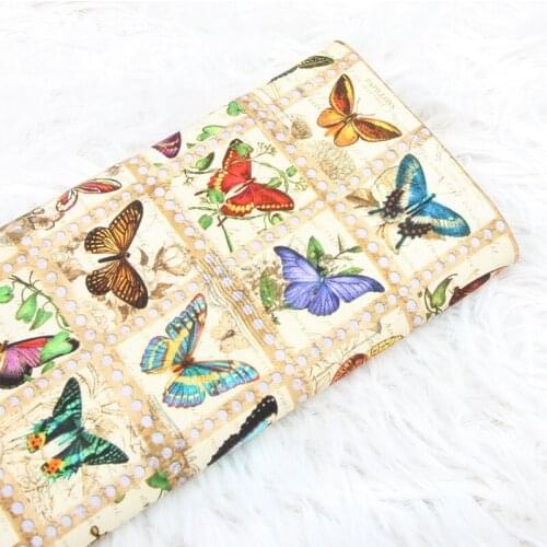 Half Meter Plain Cotton Fabric Northern Europe Butterfly Print Handmade DIY Mouth Gold Package Bag Sewing Tissue CR-1052