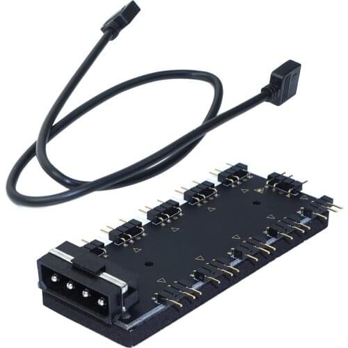 5V 3Pin RGB Hub Splitter 1 to 10 RGB Motherboard Sync Fan Light Controller SATA / 4Pin Power Supply 50cm Extension Cable RGB Hub