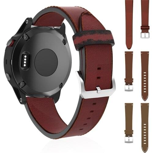 22 mm Genuine Leather Strap For Garmin Fenix 5 plus/Garmin instinct Replacement Watchbands Fashion Casual Adjustable Strap