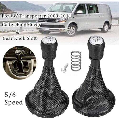 5 / 6 Speed Gear Knob Shift For VW Transporter T5 T5.1 2003-2011 161412 Car Accessories Gaiter Boot Cover Carbon Fiber Leather