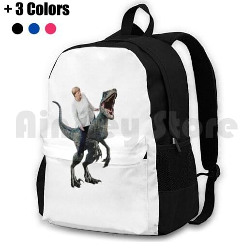 Riding A Velociraptor Outdoor Hiking Backpack Riding Climbing Sports Bag Velociraptor Dinosaur Funny Photoshop Germany Laptop