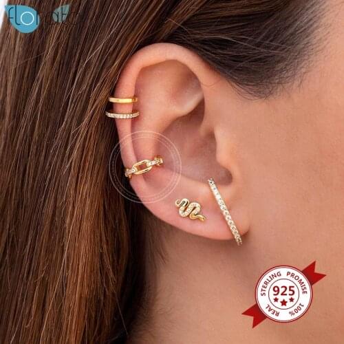 1PC 24k Gold-Plated /Silver Ear Clips Earrings Zircon Ear Clips Earrings No Piercing Ear Cuffs for Women Fake Piercing Earrings