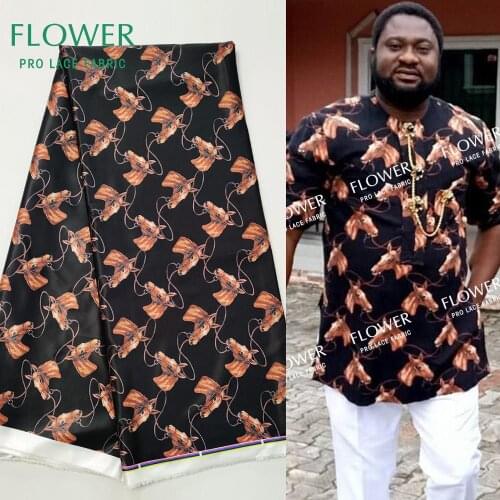 African Horse Prints Silk Lace Traditional Wedding Dress Silk Lace Material High Quality 2020 Silk Isiagu Printing Lace Material