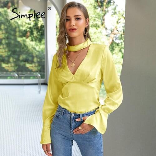 Желтые блузки SIMPLEE China At AliExpress