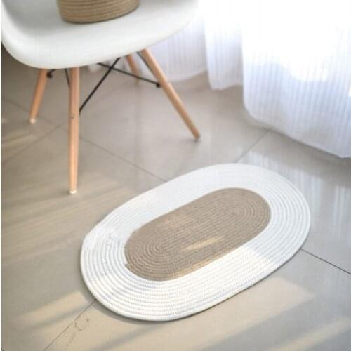 HGHO Straw Woven Circular Floor Mat Simple Jute Living Room Bedroom Bedside Carpet
