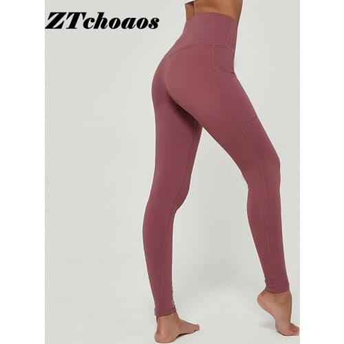 Yoga pnts high waist sports pants pocket yoga pants tights Peach hip stretch fitness Stacked Leggings Yoga Pants with pocket