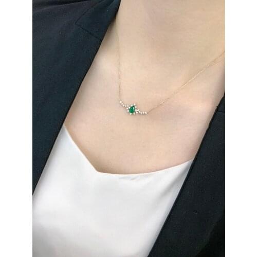 SX713 Solid 18K Yellow Gold Nature 0.64ct Green Emerald Gemstones Pendants Necklaces for Women Fine Jewelry for Women Gifts