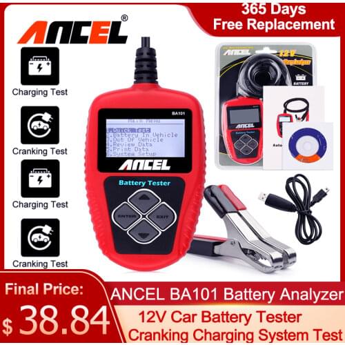 ANCEL BA101 12V Battery Analyzer 2000CCA 220AH Automotive Car Battery Scanner Multilingual Diagnostic Tool Car Battery Tester