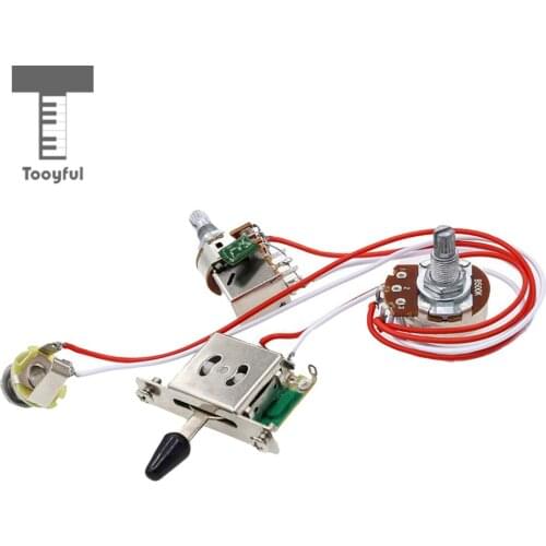 Tooyful 1 Set Electric Guitar Wiring Harness Prewired Kit 3 Way Toggle Switch 1 Volume 1 Tone 500K Pot Jack