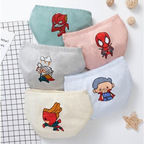 Disney Marvel Avengers Spiderman Thor Deadpool Anime panties casual xxx boys and girls panties 3-10 years old boyish panties