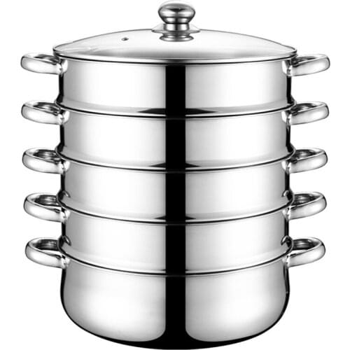 Universal Cooking Pots Stainless Steel Thick Steamer pot 5-layer Soup Steam Pot for Induction Cooker Gas Stove steam pot 28cm