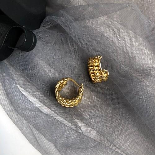 2021 Trend Women Earrings Braid Cc Hoops Stainless Steel Earrings for Girls Plated 18k Gold Jewelry for Women Hyperallergic