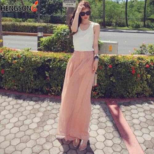HENGSONG Women Sunmer Fashion Pink Black One Size Pants Female Bohemian Casual Loose Wide Leg Pants Chiffon Trousers