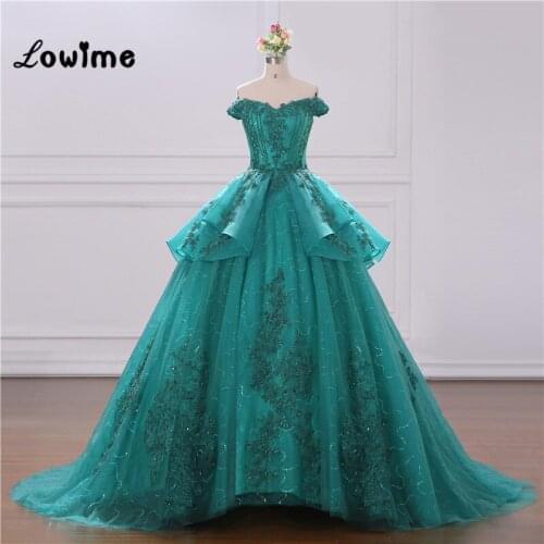 Prom Dresses 2018 Vestido De Festa Green Off The Shoulder Wedding Party Dress With Applique Beaded Gala Jurken Dress Elegant