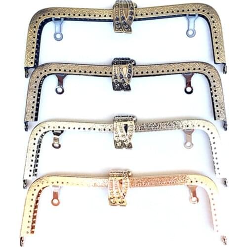 10PCS 4 Colors 20cm Square Purse Frames Kiss Clasps Clutch Buckle Handle Leaf Head Sewing Holes DIY Crafts Handbag Accessories