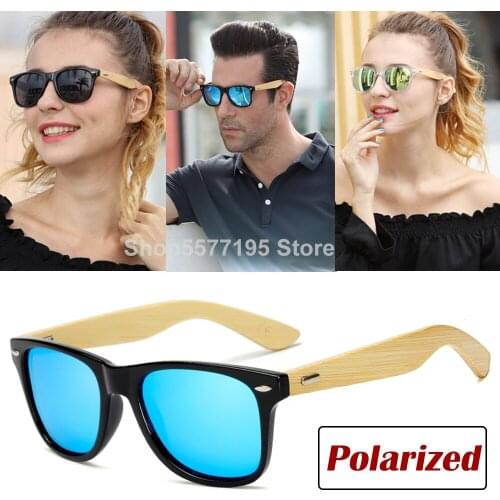 2020 Polarized Wood Bamboo Sunglasses Women Brand Design Mens Real Wooden Arms Sun Glasses Mirrorr Lens Gafas de sol