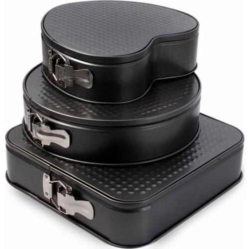 3pcs Sets Non-Stick Springform Cake Pan Metal Baking Cake Mold With Removable Bottom Round Heart Square Shapes for Bakeware tool