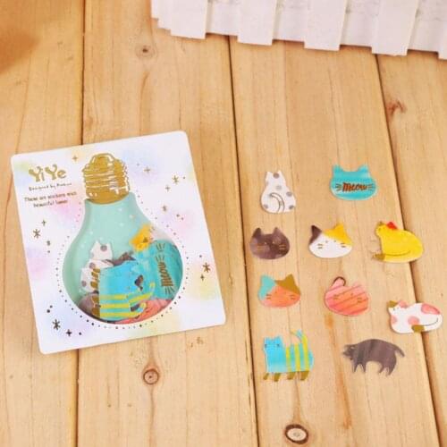 30Pcs/pack Kawaii Cat Rabbit Bulb Shape Reflect Adhesive Stickers DIY Decoration Stickers Labels Scrapbook Paper