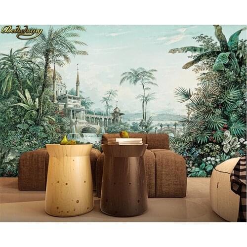 Beibehang Custom 3d wallpaper mural hand-painted tropical rainforest landscape background wall home decoration papel de parede