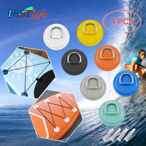4PCS/Lot 8cm Stainless Steel D Ring Pad Patch With Glue for PVC Inflatable Boat Raft Dinghy Canoe Kayak Surfboard SUP Tie Down
