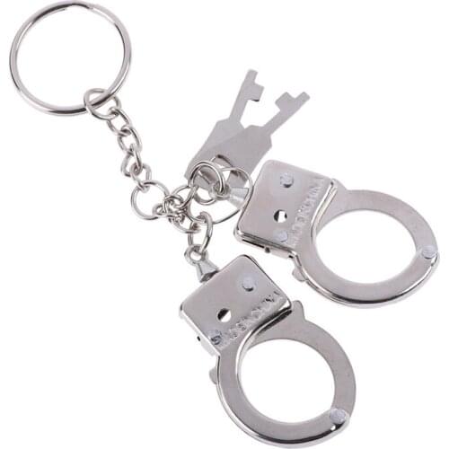 4styles Creative Alloy Police Handcuffs Double Key Chain Auto Keyring Key Holder Car Keychain Bag Charm Pendant Accessories Gift