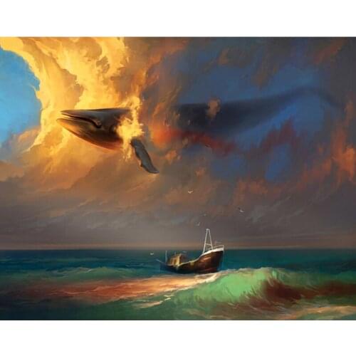 5D DIY Diamond Painting Cross Stitch Whale swimming in the air Full Square Resin Drill Diamond Embroidery Handmade Craft Y1856