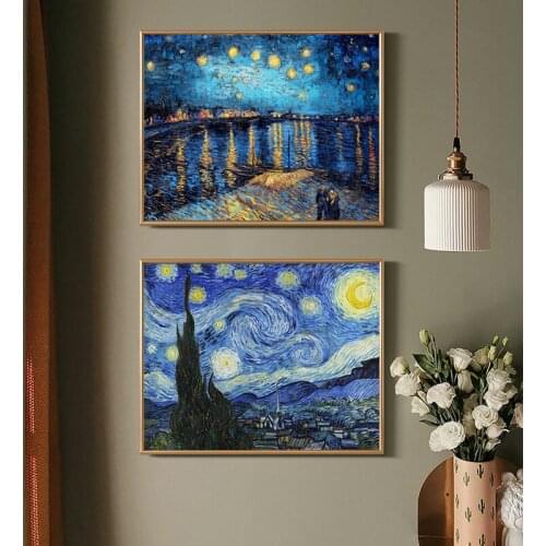 Abstract Posters and Prints Van Gogh Starry Sky Wall Art Decorative Pictures HD Print For Living Room Decoration Canvas Painting