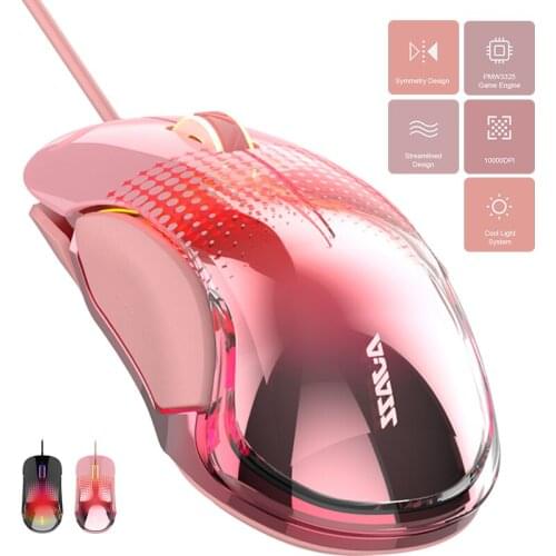 AJAZZ AJ358 Pro Gaming Mouse Max 10000DPI Transparent New Backlit Lightweight Ergonomics Design 3D Optical Wired Laptop USB Mi