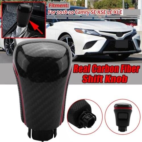 Car Carbon Fiber Red Automatic Gear Lever Gear Shift Knob For Toyota Avalon Camry Xv70 Corolla Levin 2018 2019 2020