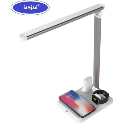 4 In 1 Qi Wireless Charger Led Lamp Reading Desk Light For Samsung IPhone X Smartphone Fast Charging For IWatch AirPods Charge