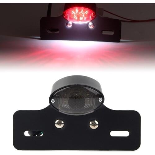 DC 12V Universal Motorcycle LED Tail Light Smoked Lens Plastic Integrated Light Turn Signal Brake Light Rear Driving Lamp