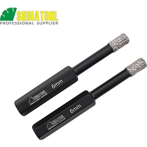 SHDIATOOL 2pcs Dia 6mm Vaccum Brazed Diamond Drilling Bits Stone Porcelain/tile Drill Bits Masonry Hex Shank Dry hole saw