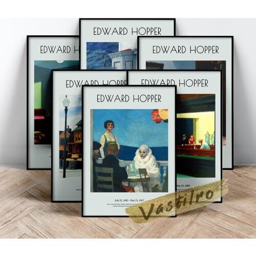 Edward Hopper Exhibition Museum Canvas Painting Prints Art Retro Poster Wall Decor Picture Modern Home Room Decor Wall Stickers