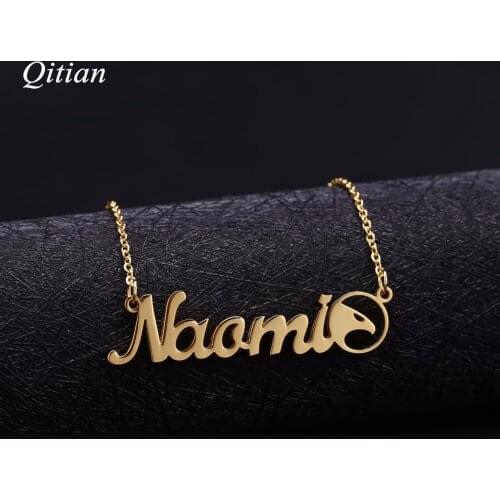 Personalised Customized Name Necklace With unicorn Symbol Stainless Steel Nameplate Necklaces Handmade Women Christmas Pendant