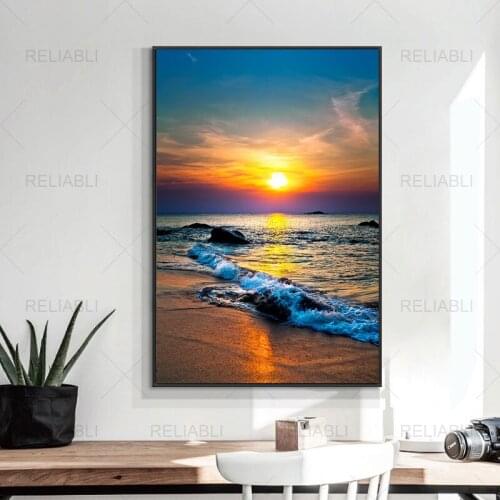 HD Canvas Painting Seascape Scenery Wall Poster Print For Living Room Home Decor Sunset Cloud Sea Landscape Cuadros No Frame