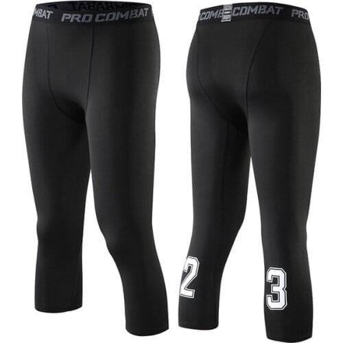 Compression Basketball 3/4 Pants Running Tights Men Elastic Soccer Training Leggings Men Gym Jogging Trousers