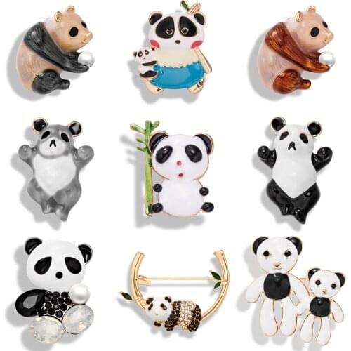 Trendy Cartoon Animal Enamel Pins Cute Chinese Panda Hugging Bamboo Koala Brooch Bag Clothes Lapel Pin Badges Funny Kids Jewelry