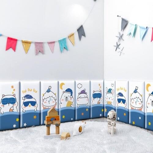 Cartoon Sleeping Animal Anti-Collision Wall Stickers For Kids Rooms 3D Soft Wall Decoration Self Adhesive Home Decor Sticker