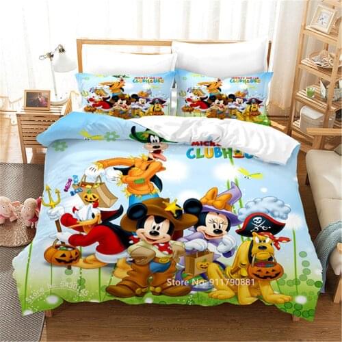 Disney Duvet Cover Sets Bedding Set Mickey Minnie Mouse Children Cute Adult Single Double King Twin Pillowcase Gift Boy Girl