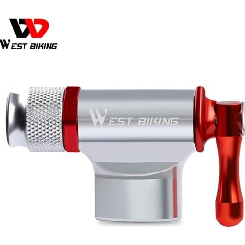 WEST BIKING CO2 Bicycle Pump for Bicycle Aluminium Alloy Type Inflator Cycling Pump Head without Gas cylinder Mini Bike Pump