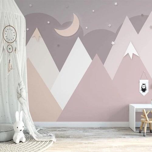 Custom Any Size Mural Wallpaper 3D Valley Pink Mountain Peak Childrens Room Starry Sky Children Bedroom Background Wall Papers