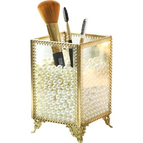Nordic Style Makeup Brush Bucket Cosmetic Lipstick Comb Eye Shadow Storage Pen Holder Desktop Organizer Pattern