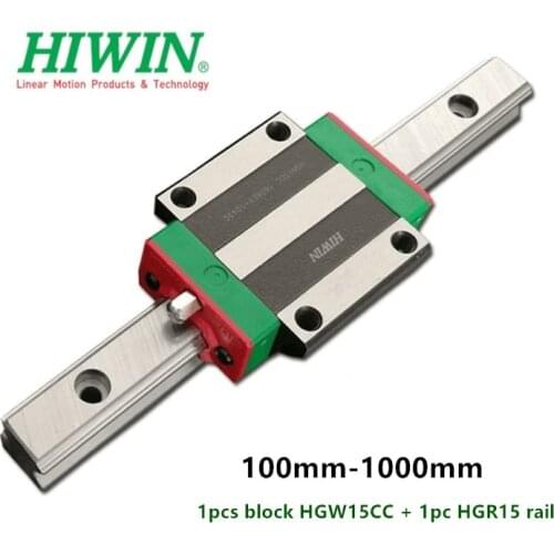 Original HIWIN xy table 1pc flange slide block carriage HGW15CC + 1pc HGR15 linear guide rail 15mm guideway set for CNC parts