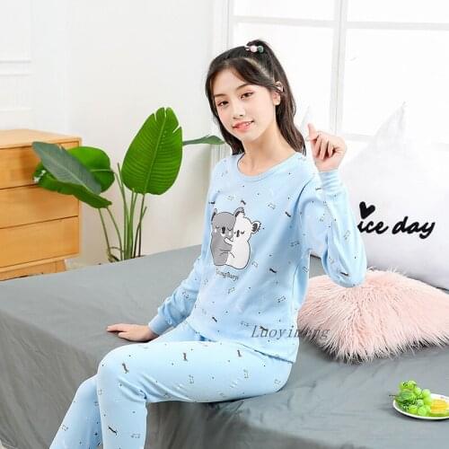 Autumn Autumn Big Girls Clothes Pajamas Sets Cotton Pyjamas Girls Sleepwear Clothes Teens Christmas Pijama Suit 9-19Y Underwear