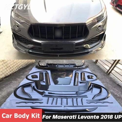 Carbon Fiber Front Bumper Lip Rear Diffuser Spoiler Side Skirts Car Body Kit With Fender Flares For Maserati Levante 2018 Up