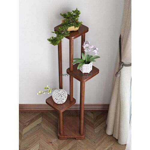 Chinese style all solid wood green radish flower stand living room balcony shelf flower table decoration shelf floor multi-layer
