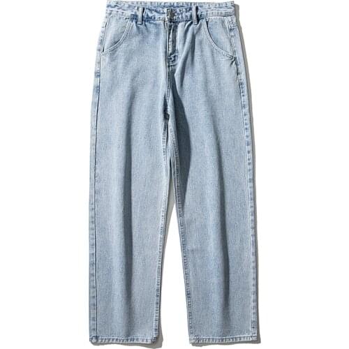 LACIBLE Casual Denim Jeans Pants Harajuku Vintage Solid Color Loose Jeans Mens Streetwear Joggers Baggy Harem Pants Cargo Jeans