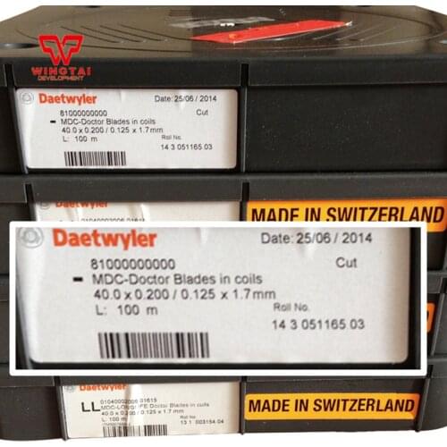 Made in Sweden Switzerland Daetwyler MDC-LONGLIFE Doctor Blade in Coils ( W40/45mm*T0.15mm*L100m)